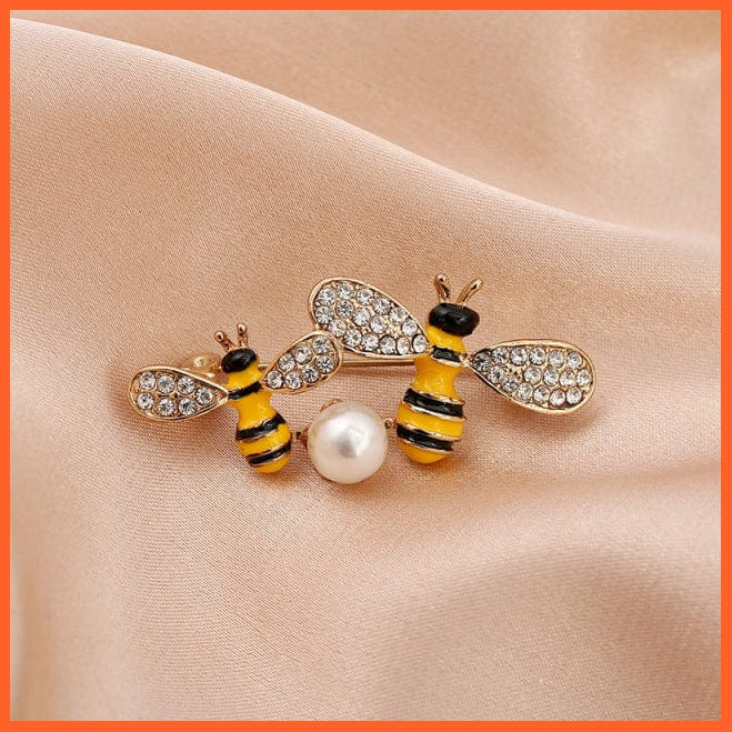 whatagift.com.au Brooches Bee 08 Cute Rhinestone Bee Brooch Women  Accessories | Insect Pearl Corsage Brooches