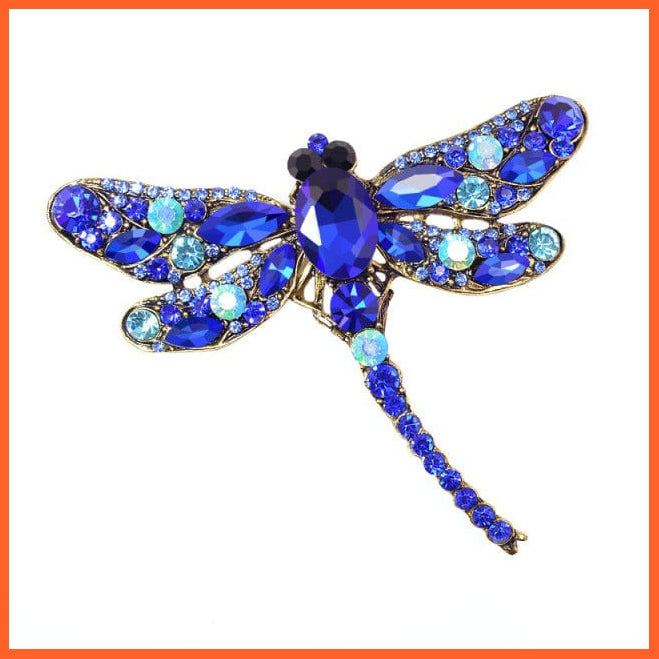 whatagift.com.au Brooches blue Crystal Vintage Dragonfly Brooches for Women | Fashion Dress Coat Accessories