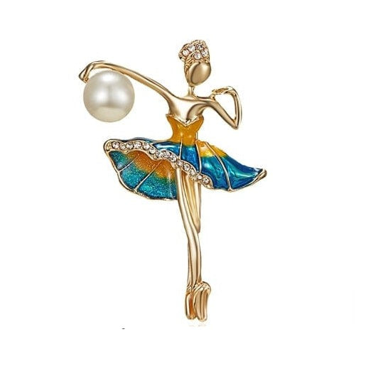 whatagift.com.au Brooches Blue Gymnastics Girl Flower Dancer Crystal Brooches | Cute Pin Corsage Jewellery