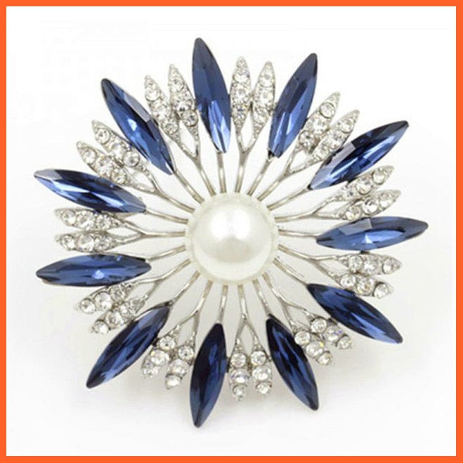 whatagift.com.au Brooches Blue sunflower Crystal Flower Large Bow Brooch Pin | Fashion Wedding Pin Corsage Accessories
