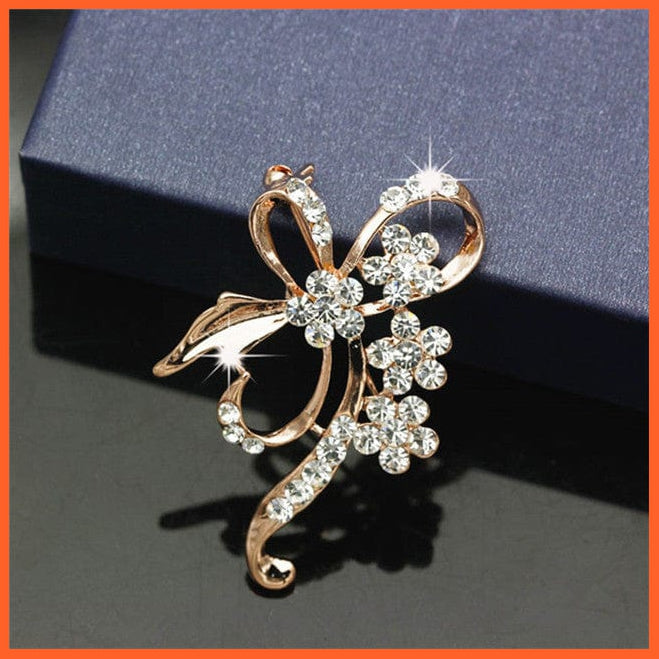 whatagift.com.au Brooches Bow flower Crystal Flower Large Bow Brooch Pin | Fashion Wedding Pin Corsage Accessories