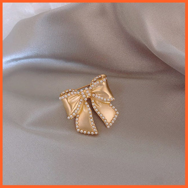 whatagift.com.au Brooches bowknot Fashion Pearl Flower Brooches For Women | Elegant Fashion Crystal Badge Pins