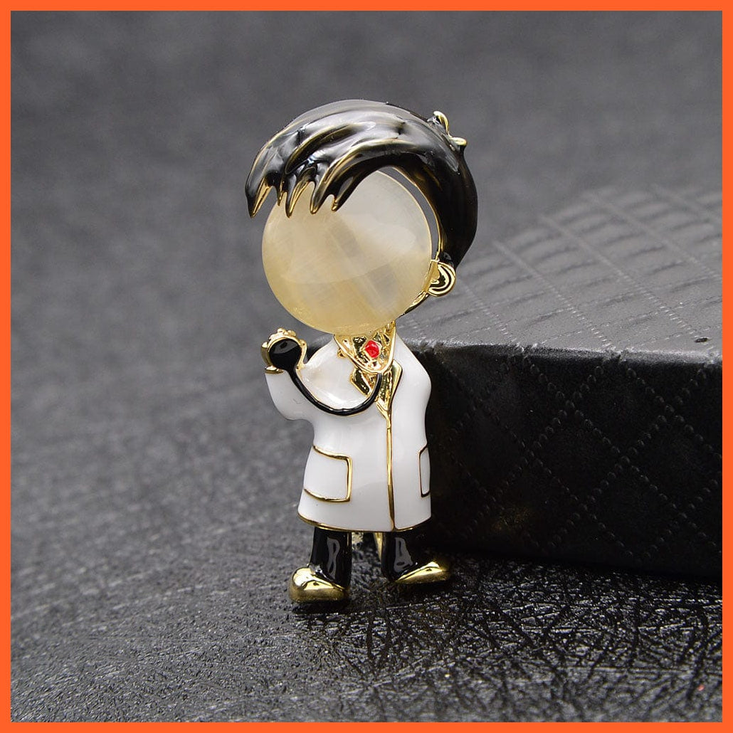 whatagift.com.au Brooches boy Opal Enamel Doctor Medical Brooch Pin Modern Fashion Jewellery