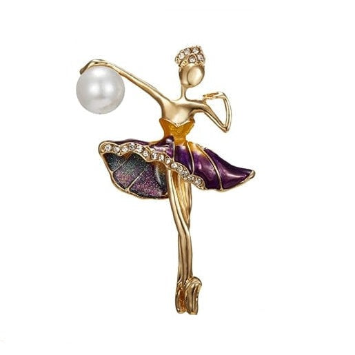 whatagift.com.au Brooches Brown Gymnastics Girl Flower Dancer Crystal Brooches | Cute Pin Corsage Jewellery