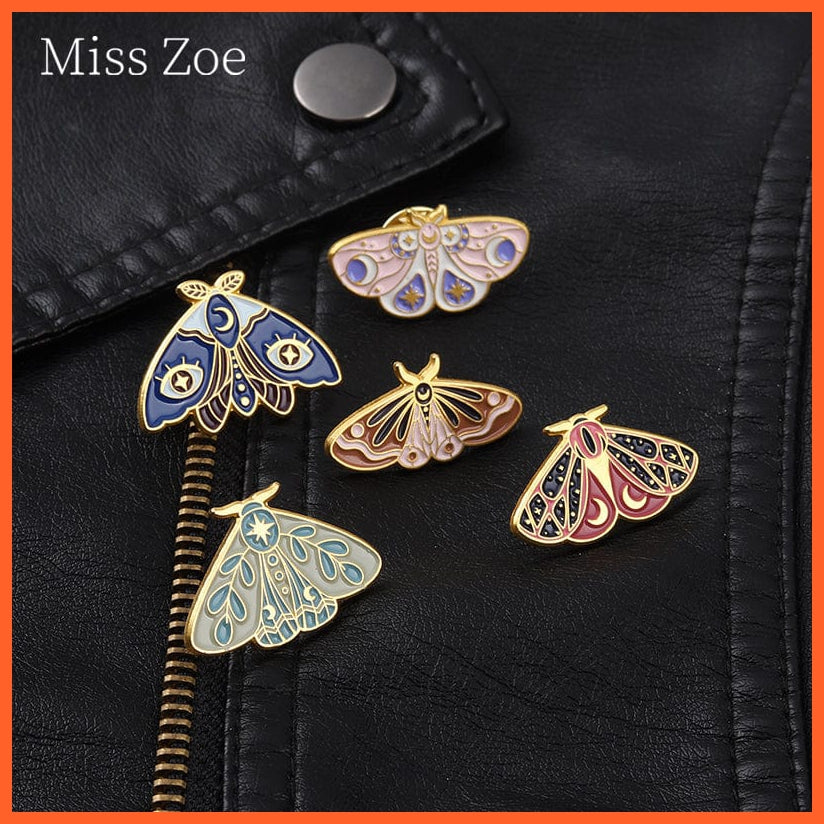 whatagift.com.au Brooches Butterfly Moth Enamel Pin Brooches | Star Moon Retro Insect Gold  Badges