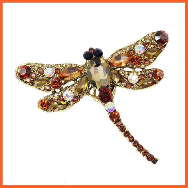 whatagift.com.au Brooches coffee Crystal Vintage Dragonfly Brooches for Women | Fashion Dress Coat Accessories
