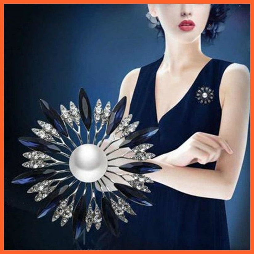 whatagift.com.au Brooches Crystal Flower Large Bow Brooch Pin | Fashion Wedding Pin Corsage Accessories