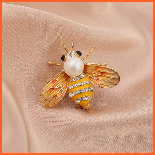 whatagift.com.au Brooches Cute Rhinestone Bee Brooch Women  Accessories | Insect Pearl Corsage Brooches