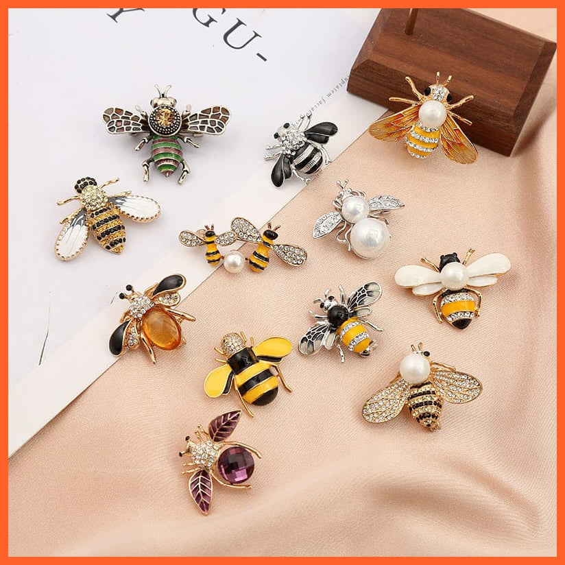 whatagift.com.au Brooches Cute Rhinestone Bee Brooch Women  Accessories | Insect Pearl Corsage Brooches