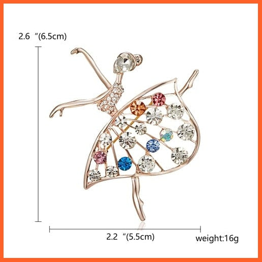 whatagift.com.au Brooches Dancer Gymnastics Girl Flower Dancer Crystal Brooches | Cute Pin Corsage Jewellery