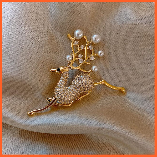 whatagift.com.au Brooches elk Fashion Pearl Flower Brooches For Women | Elegant Fashion Crystal Badge Pins