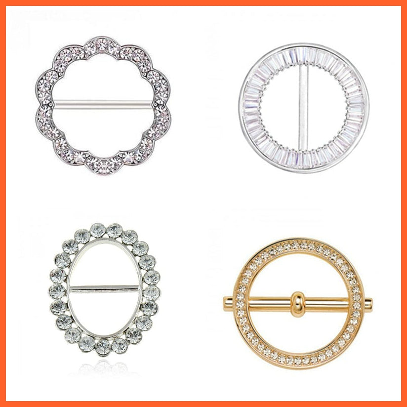 whatagift.com.au Brooches Fashion Hollow Circle Crystal Rhinestone Brooch Shawl Scarves Clip