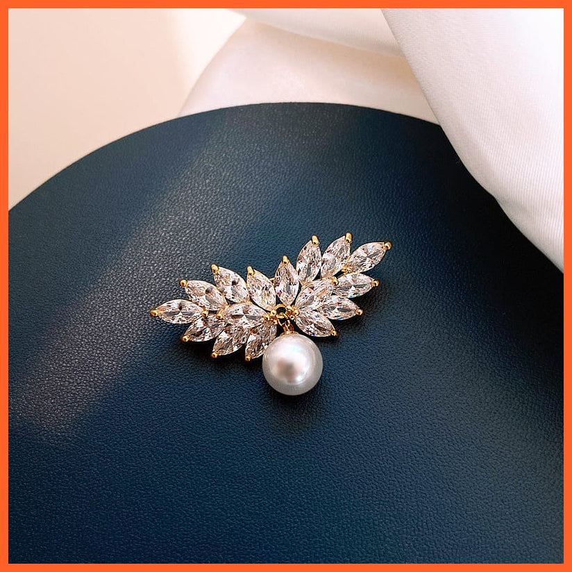 whatagift.com.au Brooches Fashion Pearl Flower Brooches For Women | Elegant Fashion Crystal Badge Pins