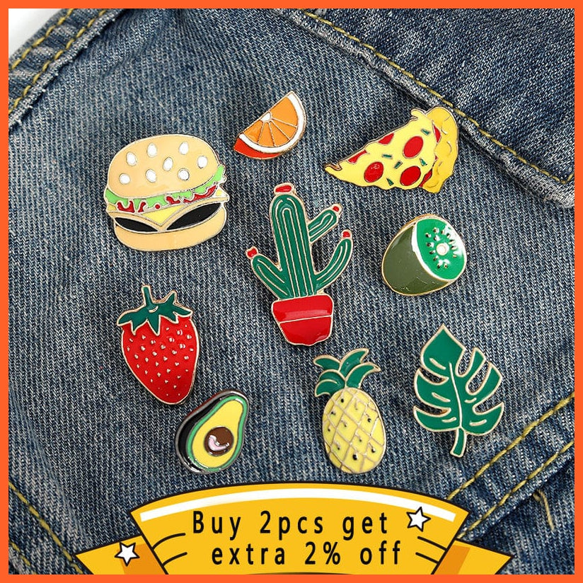 whatagift.com.au Brooches Fashion Rainbow Enamel Lapel Cartoon Pins | Fruits Food Mix Brooch Badges