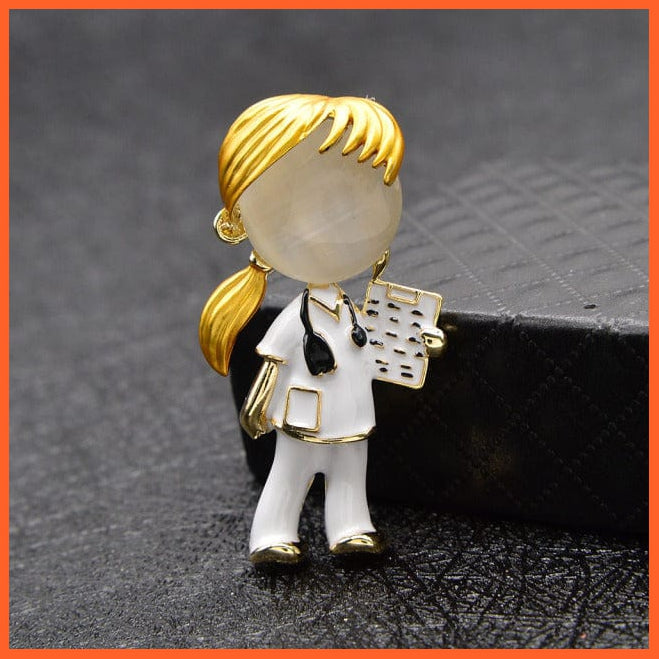 whatagift.com.au Brooches girl Opal Enamel Doctor Medical Brooch Pin Modern Fashion Jewellery