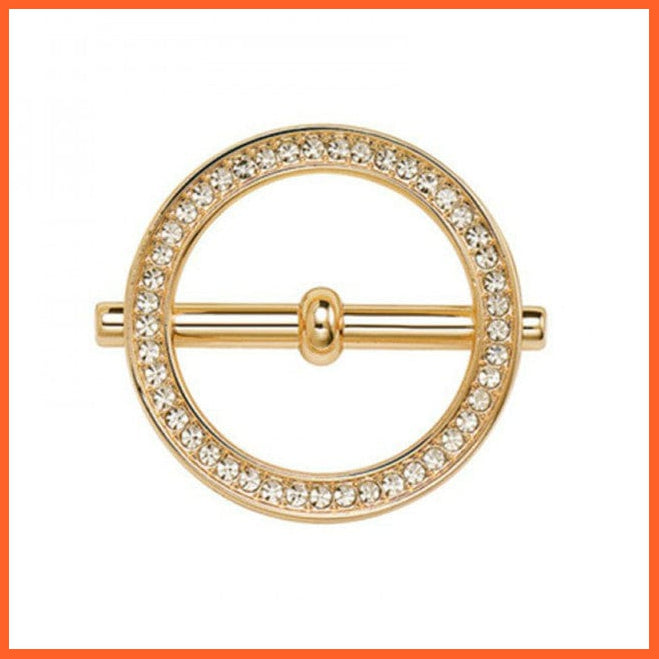 whatagift.com.au Brooches Gold 2 / China Fashion Hollow Circle Crystal Rhinestone Brooch Shawl Scarves Clip