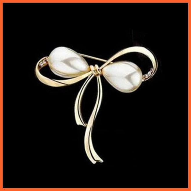 whatagift.com.au Brooches Gold Bow / China Fashion Crystal Elegant Lapel Pin Rhinestone Brooches Corsage Jewellery