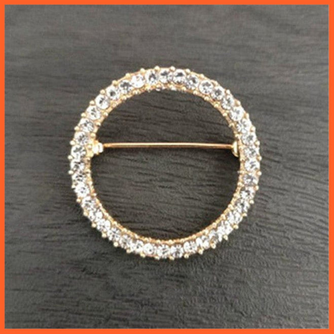 whatagift.com.au Brooches Gold / China Fashion Hollow Circle Crystal Rhinestone Brooch Shawl Scarves Clip