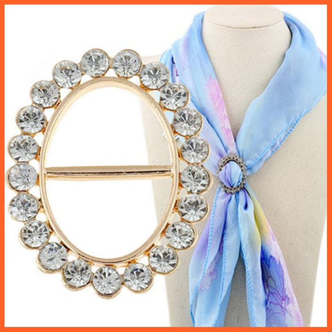 whatagift.com.au Brooches Gold CZ / China Fashion Hollow Circle Crystal Rhinestone Brooch Shawl Scarves Clip