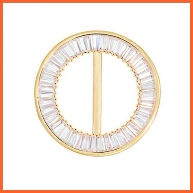 whatagift.com.au Brooches Gold K / China Fashion Hollow Circle Crystal Rhinestone Brooch Shawl Scarves Clip