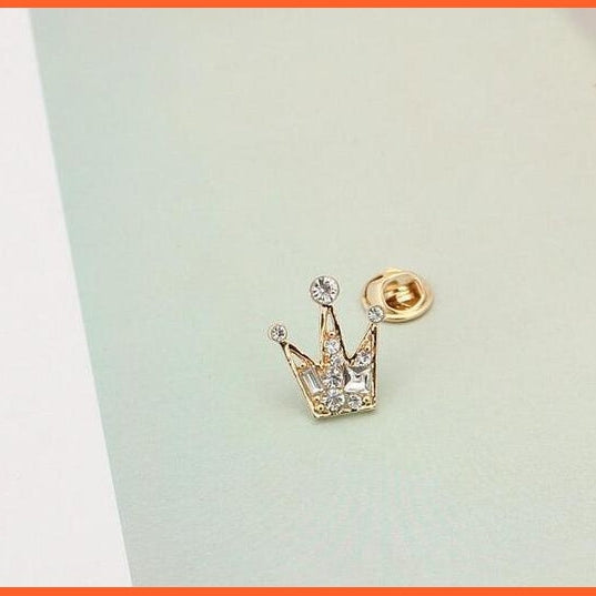 whatagift.com.au Brooches Gold Korean Shirt Collar Crystal Mini Crown Brooch Enamel Pin Brooches For Men Women