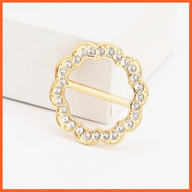 whatagift.com.au Brooches Gold lace / China Fashion Hollow Circle Crystal Rhinestone Brooch Shawl Scarves Clip