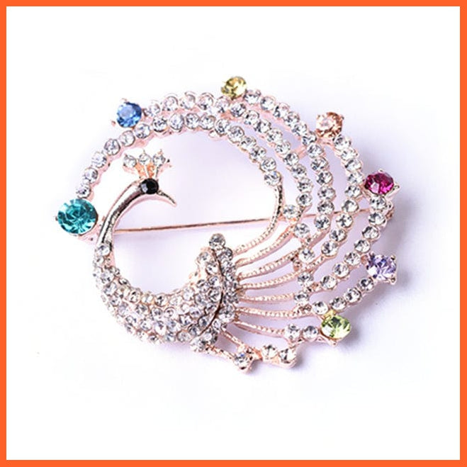 whatagift.com.au Brooches Gold peacock / China Fashion Crystal Elegant Lapel Pin Rhinestone Brooches Corsage Jewellery