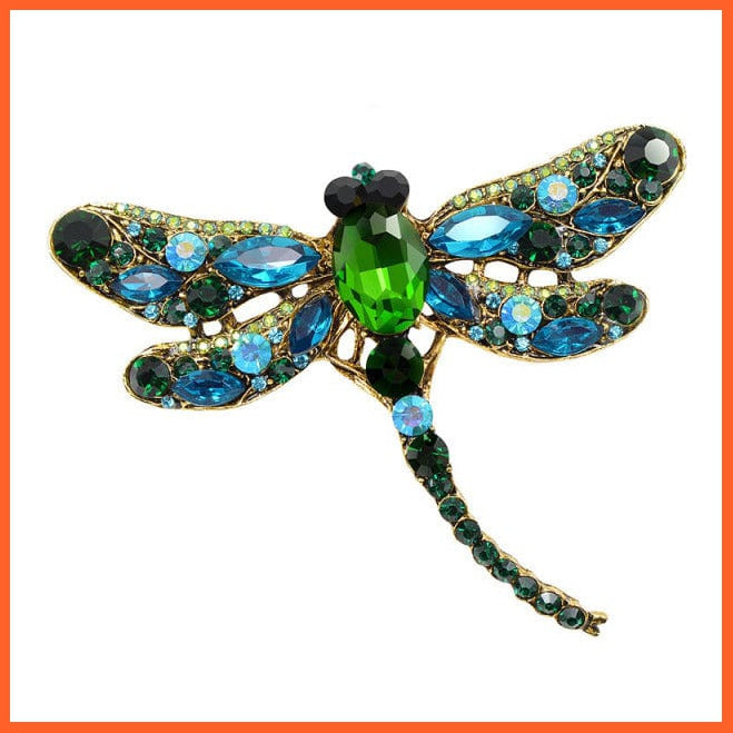 whatagift.com.au Brooches green Crystal Vintage Dragonfly Brooches for Women | Fashion Dress Coat Accessories