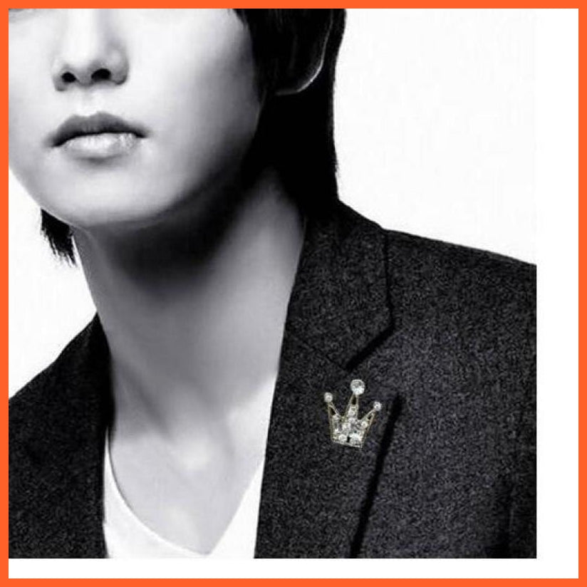 whatagift.com.au Brooches Korean Shirt Collar Crystal Mini Crown Brooch Enamel Pin Brooches For Men Women