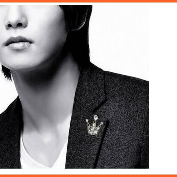 whatagift.com.au Brooches Korean Shirt Collar Crystal Mini Crown Brooch Enamel Pin Brooches For Men Women