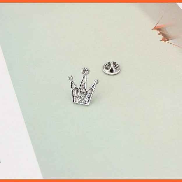 whatagift.com.au Brooches Korean Shirt Collar Crystal Mini Crown Brooch Enamel Pin Brooches For Men Women
