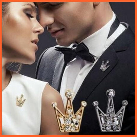 whatagift.com.au Brooches Korean Shirt Collar Crystal Mini Crown Brooch Enamel Pin Brooches For Men Women