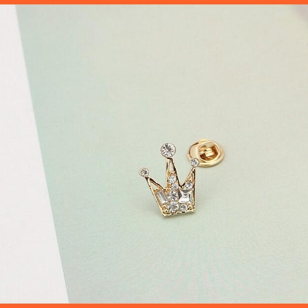 whatagift.com.au Brooches Korean Shirt Collar Crystal Mini Crown Brooch Enamel Pin Brooches For Men Women