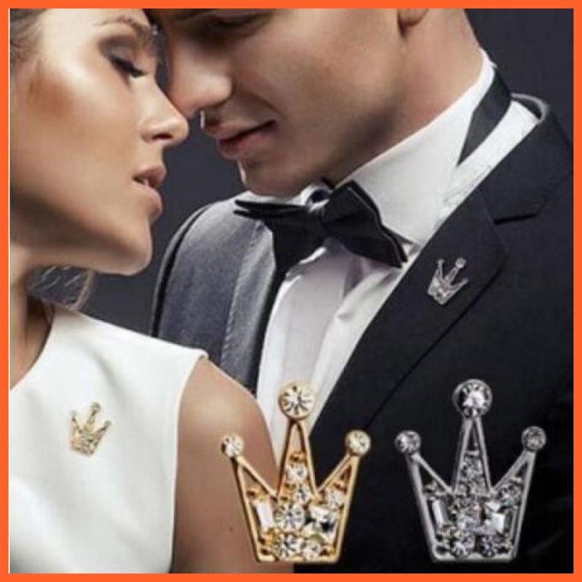 whatagift.com.au Brooches Korean Shirt Collar Crystal Mini Crown Brooch Enamel Pin Brooches For Men Women