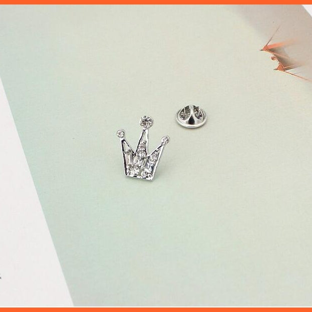 whatagift.com.au Brooches Korean Shirt Collar Crystal Mini Crown Brooch Enamel Pin Brooches For Men Women