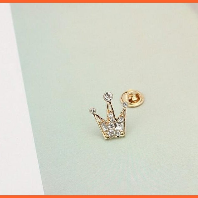 whatagift.com.au Brooches Korean Shirt Collar Crystal Mini Crown Brooch Enamel Pin Brooches For Men Women