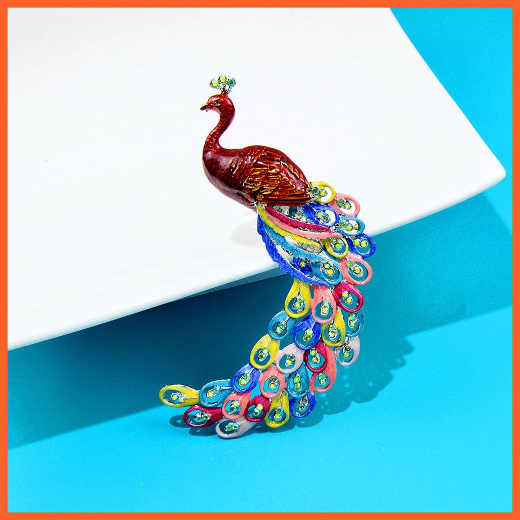 whatagift.com.au Brooches Large Peacock Brooches for Women | Jacket Coat Rhinestone Bird Enamel Pins