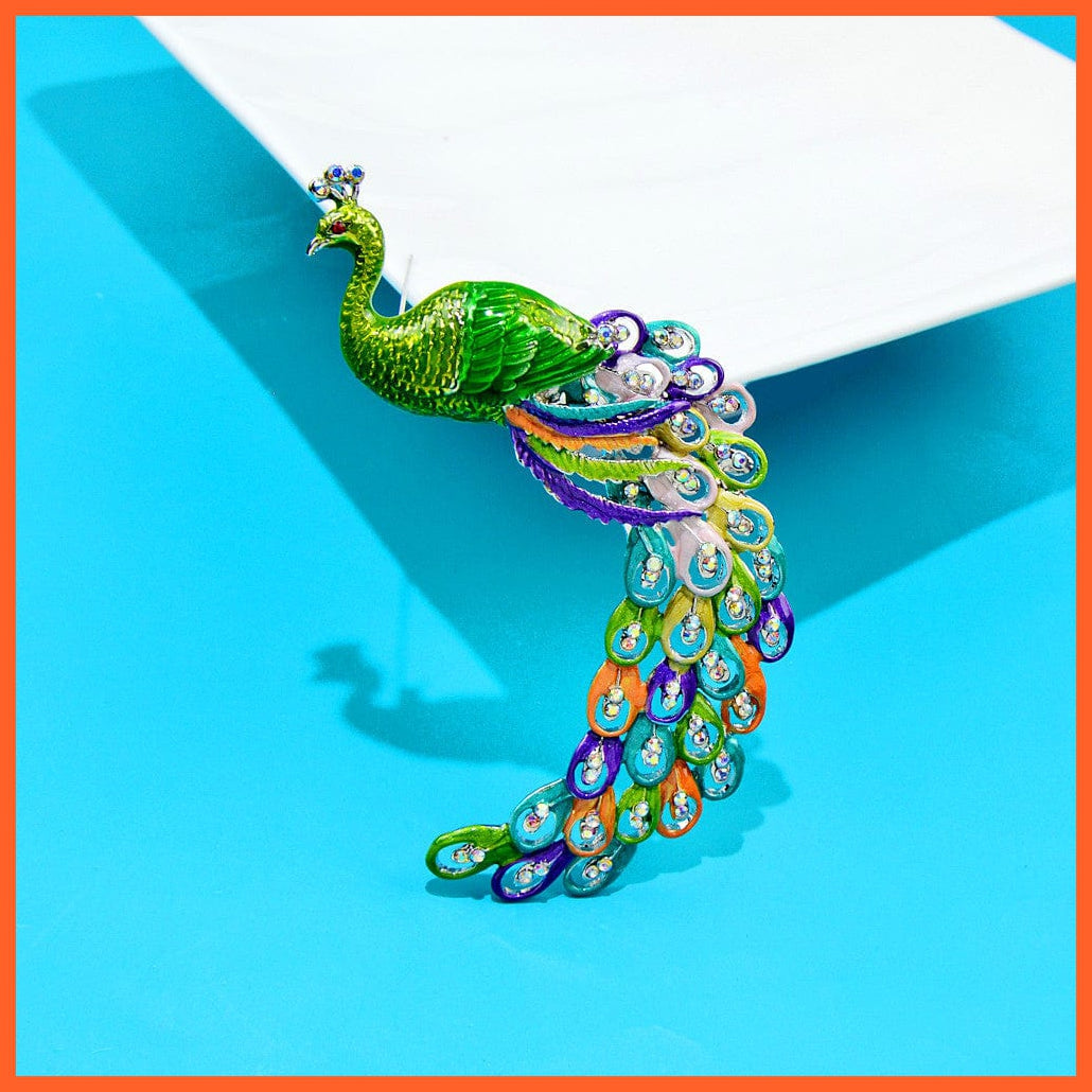 whatagift.com.au Brooches Large Peacock Brooches for Women | Jacket Coat Rhinestone Bird Enamel Pins