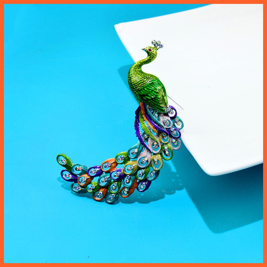 whatagift.com.au Brooches Large Peacock Brooches for Women | Jacket Coat Rhinestone Bird Enamel Pins