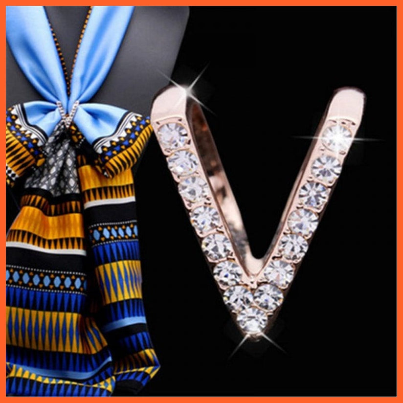 whatagift.com.au Brooches Letter Shape Crystal Brooch Pin | Fashion Pearl Shawl Buckle Clip Scarf