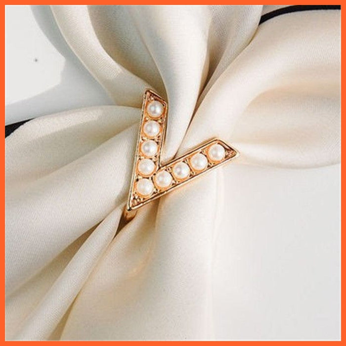 whatagift.com.au Brooches Letter Shape Crystal Brooch Pin | Fashion Pearl Shawl Buckle Clip Scarf