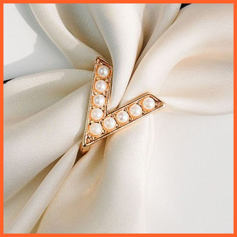 whatagift.com.au Brooches Letter Shape Crystal Brooch Pin | Fashion Pearl Shawl Buckle Clip Scarf
