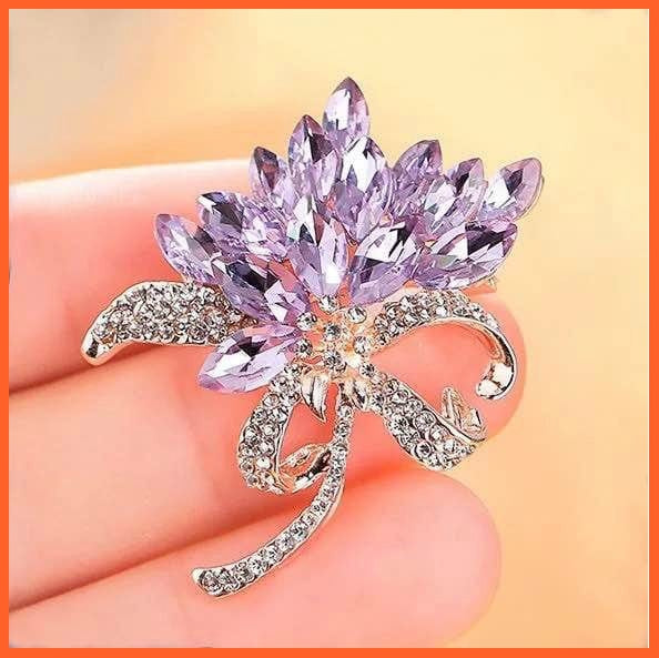 whatagift.com.au Brooches Light Purple / China Fashion Crystal Elegant Lapel Pin Rhinestone Brooches Corsage Jewellery