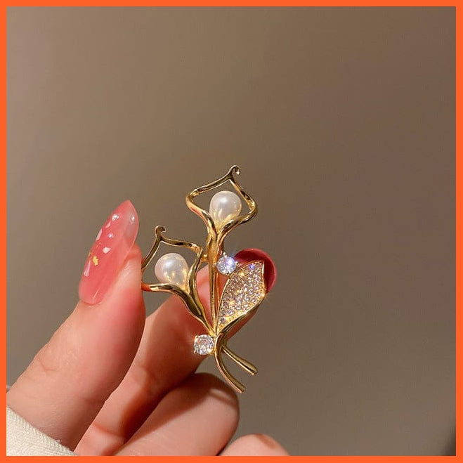 whatagift.com.au Brooches Pearl Rhinestone Wreath Butterfly Brooch for Women | Trendy Elegant Circle Leaf Brooch Pins Party Wedding Gifts