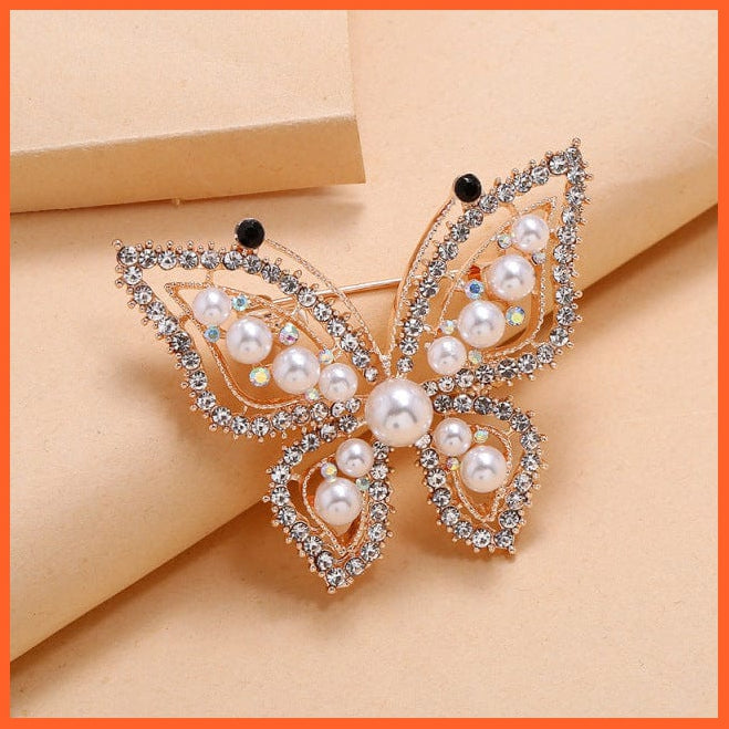 whatagift.com.au Brooches Pearl Rhinestone Wreath Butterfly Brooch for Women | Trendy Elegant Circle Leaf Brooch Pins Party Wedding Gifts