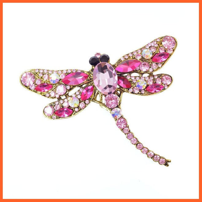 whatagift.com.au Brooches pink Crystal Vintage Dragonfly Brooches for Women | Fashion Dress Coat Accessories