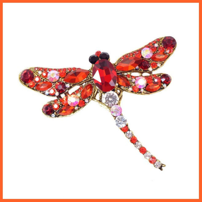 whatagift.com.au Brooches red Crystal Vintage Dragonfly Brooches for Women | Fashion Dress Coat Accessories