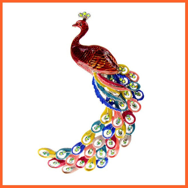 whatagift.com.au Brooches red Large Peacock Brooches for Women | Jacket Coat Rhinestone Bird Enamel Pins