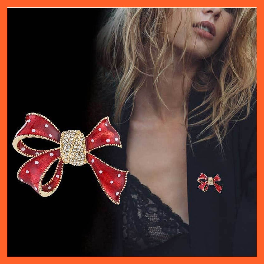 whatagift.com.au Brooches Rhinestone Red Rose Flower Brooches | Elegant Tulip Flower Bowknot Lapel Pins