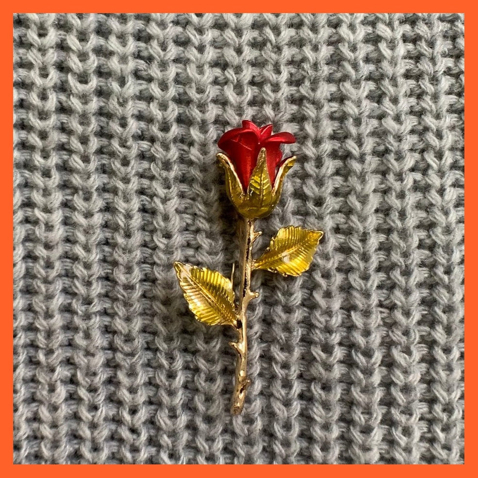 whatagift.com.au Brooches Rhinestone Red Rose Flower Brooches | Elegant Tulip Flower Bowknot Lapel Pins
